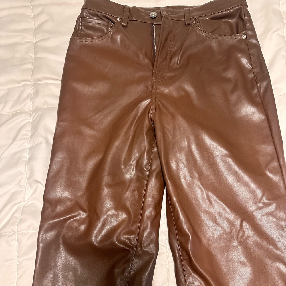 Brown Faux leather pants - H&M